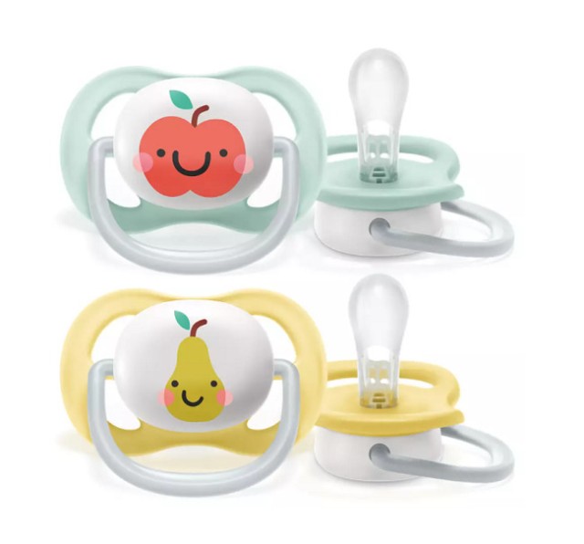 Avent Ultra Air Happy Πιπιλα 0-6m Λαχανι/κιτρινο (μηλο/αχλαδι)  (Scf080/17) 2 Τμχ