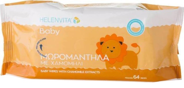 Helenvita Baby Wipes με Εκχύλισμα Χαμομηλιού, 64τεμ