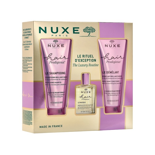 Nuxe XMAS Promo Pack Hair Prodigieux Σαμπουάν Λάμψης 200ml, Μαλακτική Κρέμα 200ml & Μάσκα Θρέψης 30ml