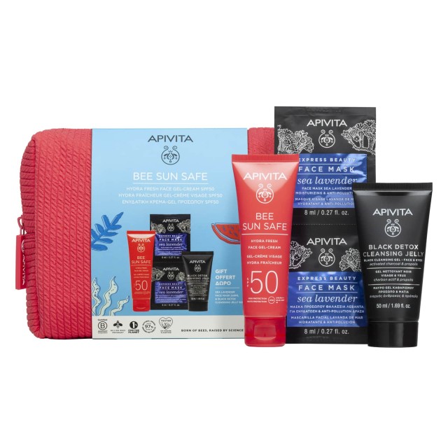 Apivita Promo Pack Bee Sun Safe Hydra Fresh SPF50 50ml & Δώρο Black Detox Cleansing Gel 50ml & Face Mask Sea Lavender 2x8ml