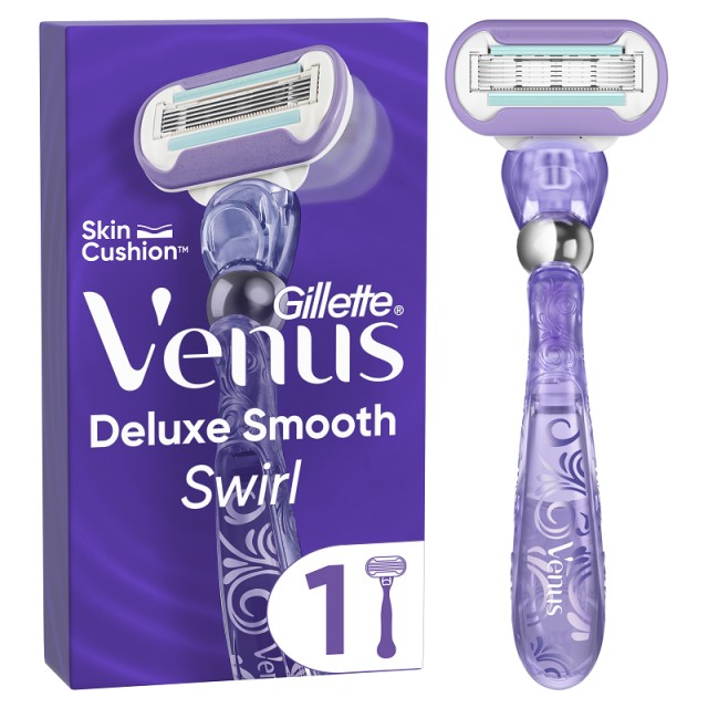 Gillette Venus Deluxe Smooth Swirl Γυναικεία Ξυριστική Μηχανή Με 1 Ανταλλακτική Κεφαλή