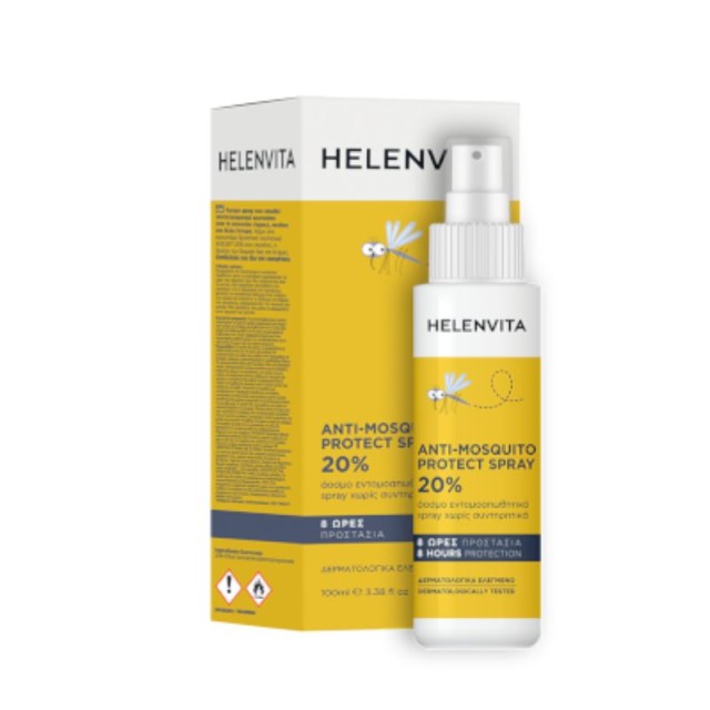 Helenvita Anti-Mosquito Protect Spray 20% Άοσμο Εντομοαπωθητικό Σπρέι 100ml