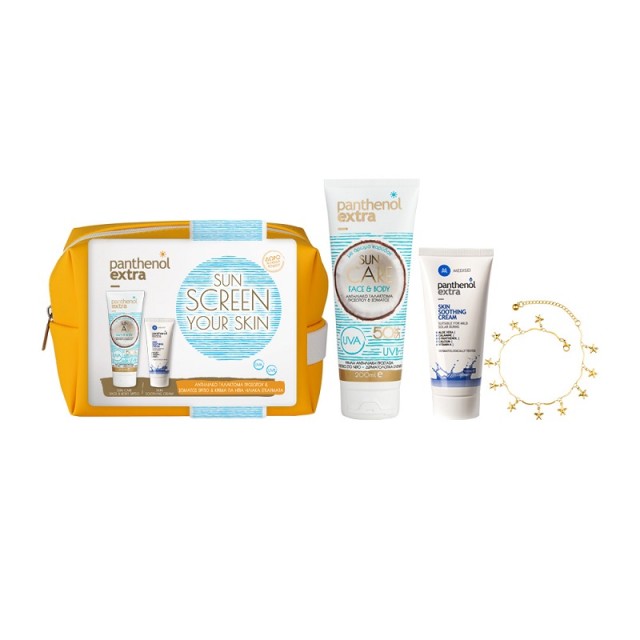 Panthenol Extra Promo Pack  SunScreen Your Skin Face & Body SPF50 200ml ml & Panthenol Εxtra Soothing Cream 100ml & Δώρο Αλυσίδα Ποδιού