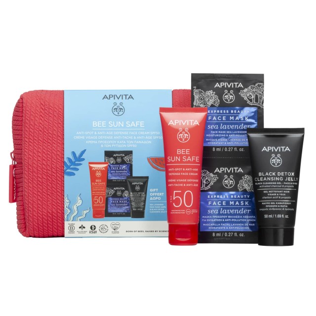 Apivita Promo Pack Bee Sun Safe SPF50 Anti Spot & Anti Age 50ml & Δώρο Black Detox Cleansing Gel 50ml & Face Mask Sea Lavender 2x8ml