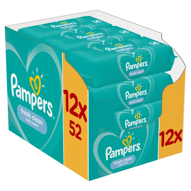 Μωρομάντηλα Pampers Fresh Monthly Βοx 624τεμ 12x52τεμ