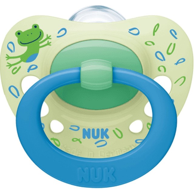 Nuk Signature Πιπίλα Σιλικόνης 6-18m Πράσινο-Μπλε με Βατραχο, με θήκη, 1τμχ  (10.736.694)