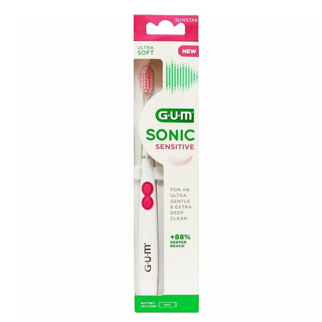 Gum Sonic Sensitive Ultra Soft 4101 Ηλεκτρική Οδοντόβουρτσα Μπαταρίας Λευκό 1τεμ.