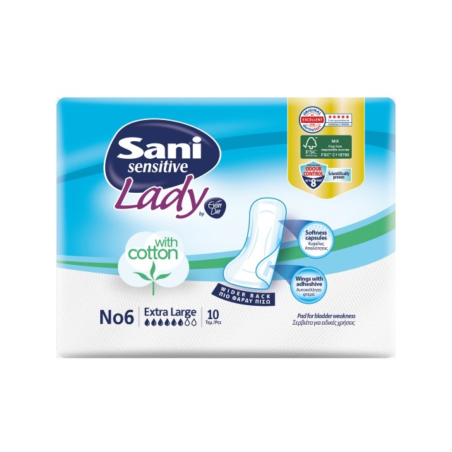 Sani Lady Sensitive Σερβιέτες Ειδικών Χρήσεων No 6 Extra Large 10τεμ