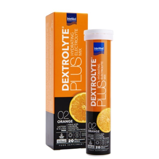 Intermed Dextrolyte Plus 02 Orange Ηλεκτρολύτες με Γεύση Πορτοκάλι 20 αναβράζοντα δισκία