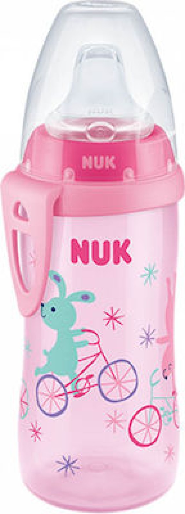 NUK Παγουράκι Active Cup 12+m Ροζ Ποδήλατο 300ml (10.255.078)(10.751.082) 1τμχ