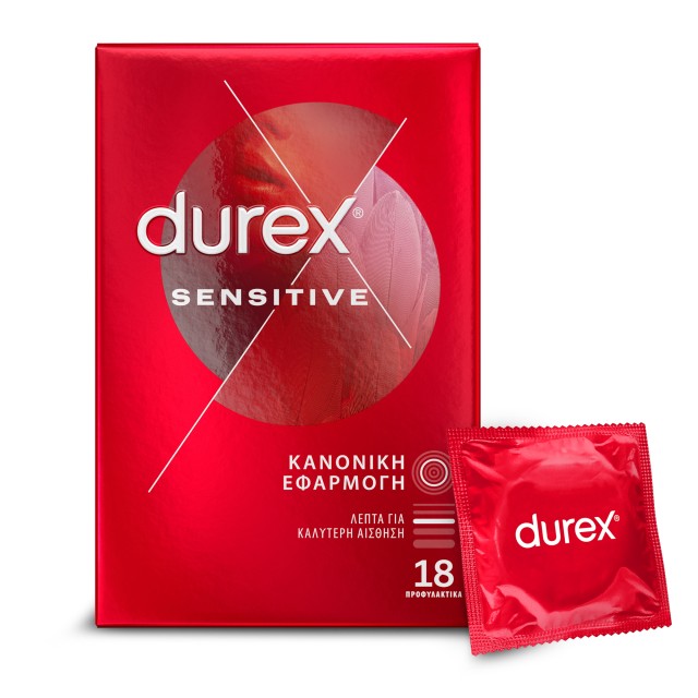 Durex Προφυλακτικά Λεπτά Sensitive Κανονική εφαρμογή 18 τεμάχια