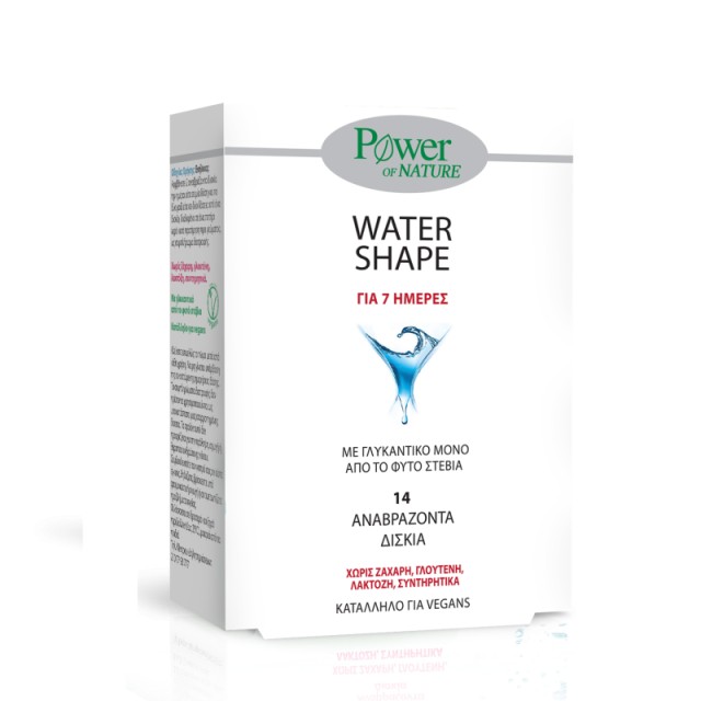 Power Of Nature Water Shape 7 Days Συμπλήρωμα Διατροφής με Στέβια για τη Μείωση της Κατακράτησης των Υγρών 14 Αναβράζοντα Δισκία