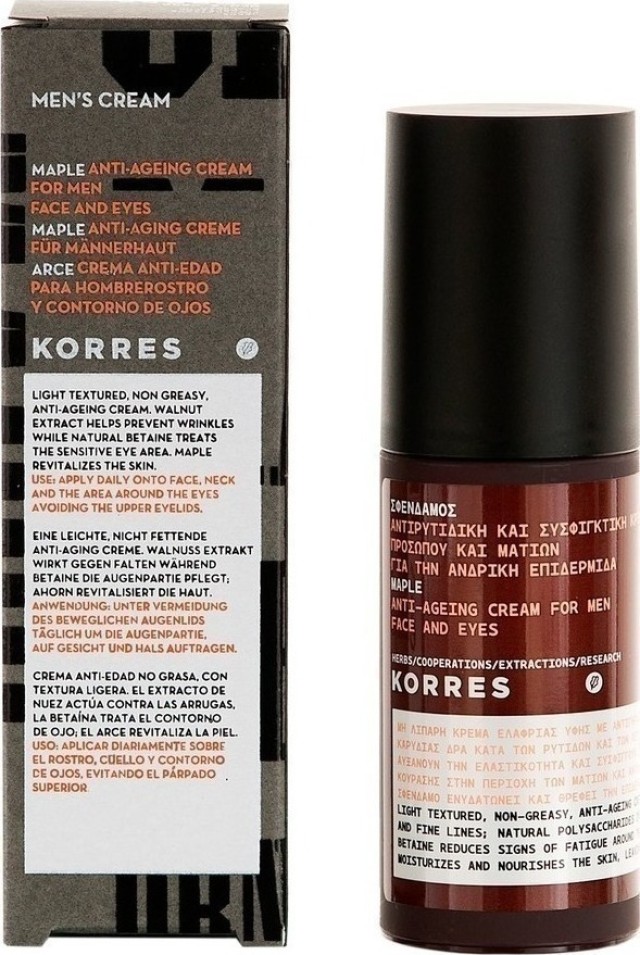 Korres Mens Cream Σφένδαμος Αντιρυτιδική & Συσφικτική Κρέμα Προσώπου & Ματιών 50ml