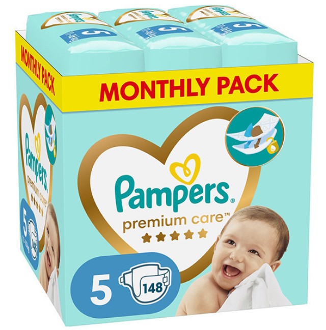 Pampers Premium Care Μέγεθος 5 Monthly Pack 11-16kg 148 Πάνες