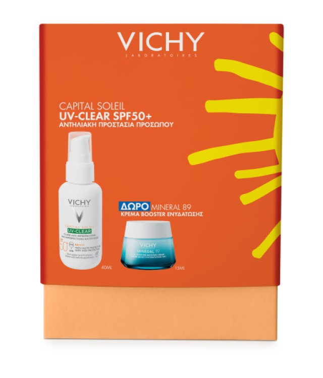 Vichy Promo Pack Capital UV-Cllear SPF50+ Αντηλιακό Προσώπου Καθημερινής Φωτοπροστασίας 40ml & ΔΩΡΟ Mineral 89 Κρέμα Βοοster Ενυδάτωσης 15ml