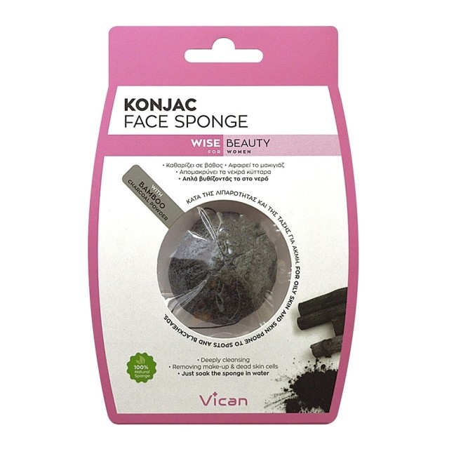 Vican Wise Beauty Konjac Sponge με σκόνη άνθρακα bamboo