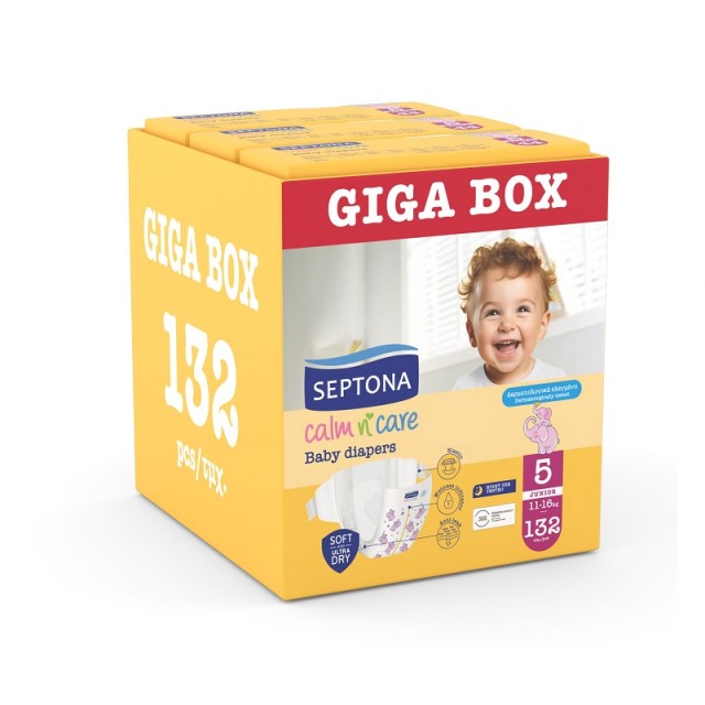 Septona Calm n Care Giga Box Πάνες Junior No5 (11-16kg) 132τεμ. (3x44τεμ.)