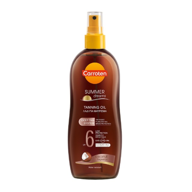 Carroten Summer Dreams Tanning Oil Deep Tan SPF6 SPF Αντηλιακό Λάδι Σώματος με Έλαιο Καρύδας 200ml