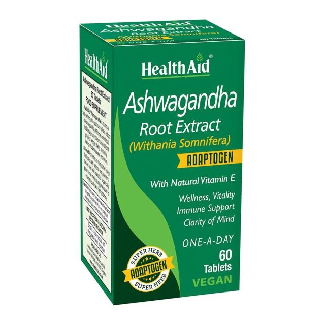 Health Aid Health Aid Ashwagandha Root Extract, Για Ηρεμία, Ενέργεια & Υποστήριξη Του Ανοσοποιητικού, 60tabs