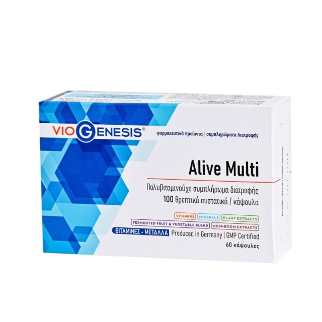 VioGenesis Alive Multi Συμπλήρωμα Διατροφής 100 Μικροδιατροφικών Συστατικών 60 κάψουλες