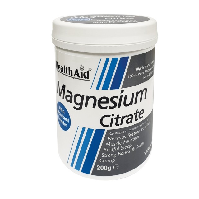 Health Aid Magnesium Citrate Powder Συμπλήρωμα Διατροφής με Μαγνήσιο 200g