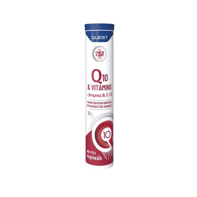 Quest Q10 & Vitamins B,C & E Συμπλήρωμα Διατροφής Για Ενέργεια 20 Αναβράζοντα Δισκία με γεύση πορτοκάλι