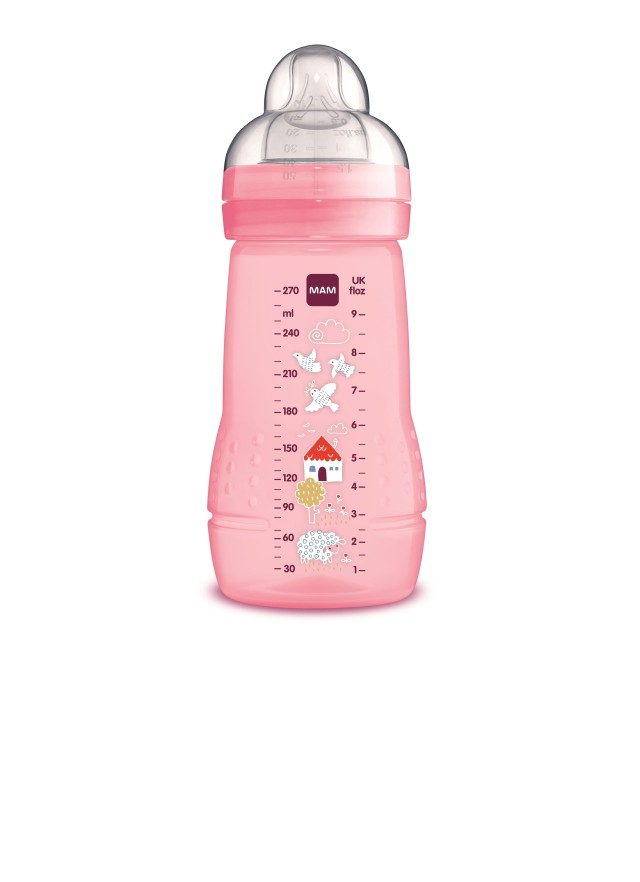 Mam Baby Bottle Πλαστικό Μπιμπερό Με Θηλή Σιλικόνης 2+ Μηνών - 270ml Ροζ