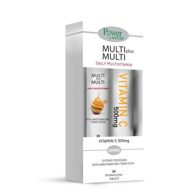 Power Of Nature Multi + Multi με Στέβια 20 αναβράζοντα δισκία & Vitamin C 500mg 20 αναβράζοντα δισκία