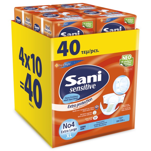 Sani Ανοιχτή πάνα ακράτειας Sani Sensitive Extra Large No4 Mega Pack 40τεμ Value Pack (4x10τμχ)