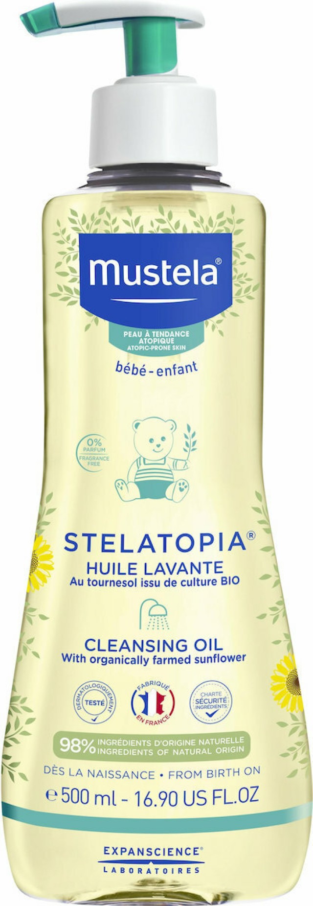 Mustela Stelatopia Cleansing Oil Βρεφικό Λάδι Καθαρισμού για Σώμα & Μαλλιά 500ml