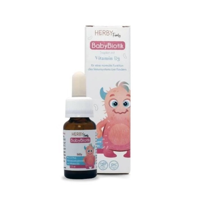 Herby Family BabyBiotik Vitamin D3 Drops Ουδέτερη Γεύση 7.5 ml