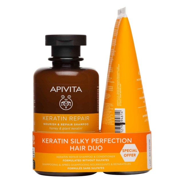 Apivita Promo Pack Keratin Repair Shampoo 250ml & Keratin Repair Conditioner 150ml