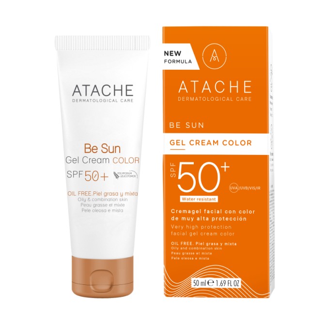 Atache Be Sun Gel-Cream Color SPF50+ Αντηλιακό Gel Προσώπου με Χρώμα 50ml