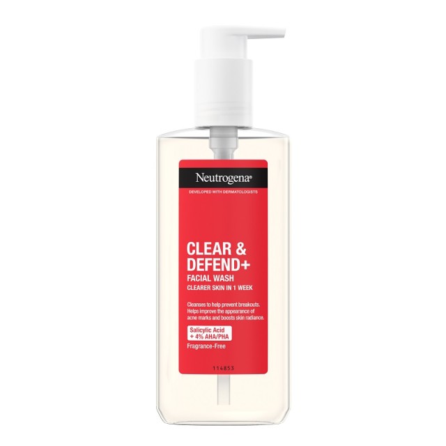 Neutrogena Clear & Defend+ Facial Wash Καθαριστικό Προσώπου για Αντιμετώπιση της Ακμής 200ml