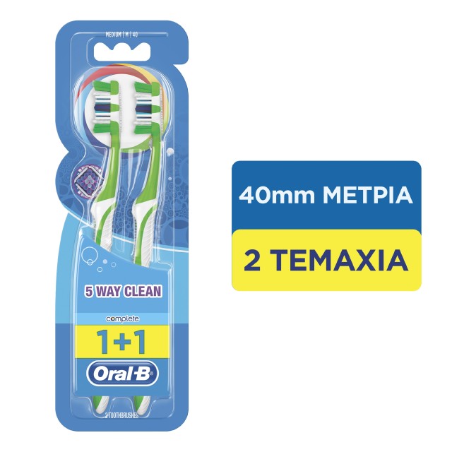 Oral-B Οδοντόβουρτσα  Complete 5 Way Clean Χειροκίνητη Οδοντόβουρτσα 40 Μέτρια 2τμχ