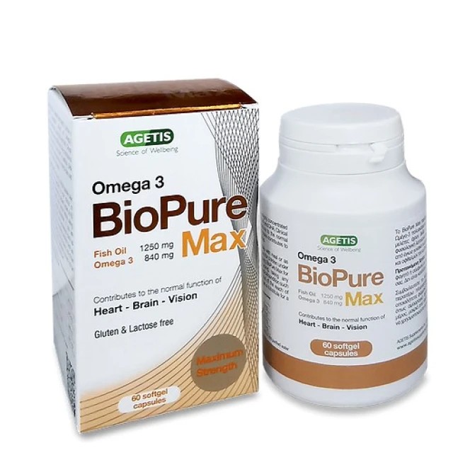 Agetis Omega 3 Biopure Max Ιχθυέλαιο 1250mg 60 μαλακές κάψουλες