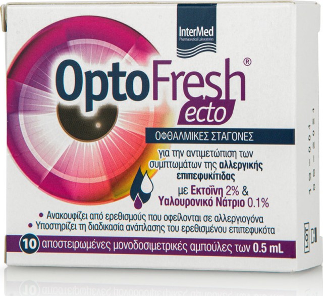 Intermed Optofresh Ecto Οφθαλμικές Σταγόνες για την Αντιμετώπιση των Συμπτωμάτων της αλλεργικής Επιπεφυκίτιδας 10 x 0.5ml