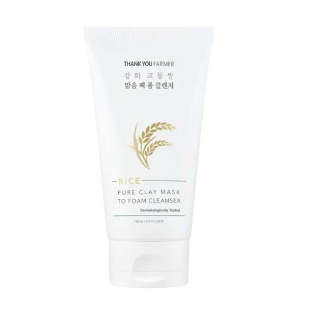 Thank You Farmer Rice Pure Clay Mask To Foam Cleanser 150ml