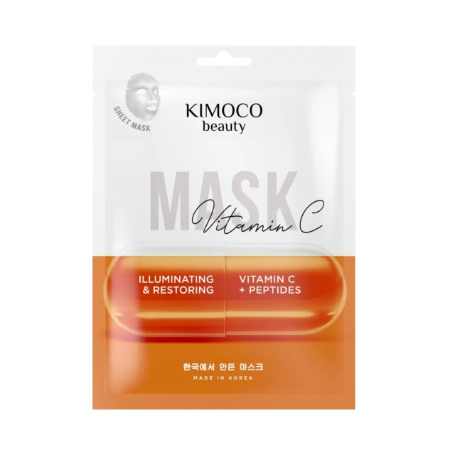 KIMOCO Sheet Mask Μάσκα Προσώπου για Αναδόμηση και Λάμψη με Βιταμίνη C και Πεπτίδια 23ml