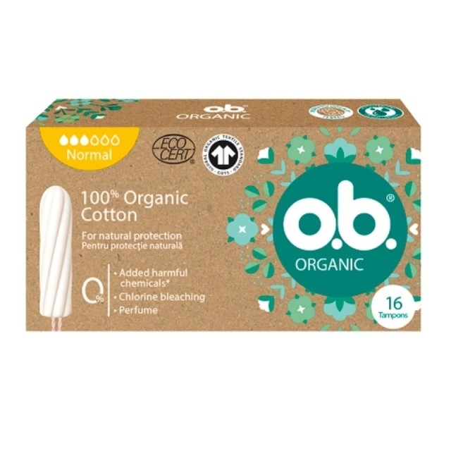 O.B. Ταμπόν Organic 100% Organic Cotton Tampons για Κανονική Ροή 16τμχ