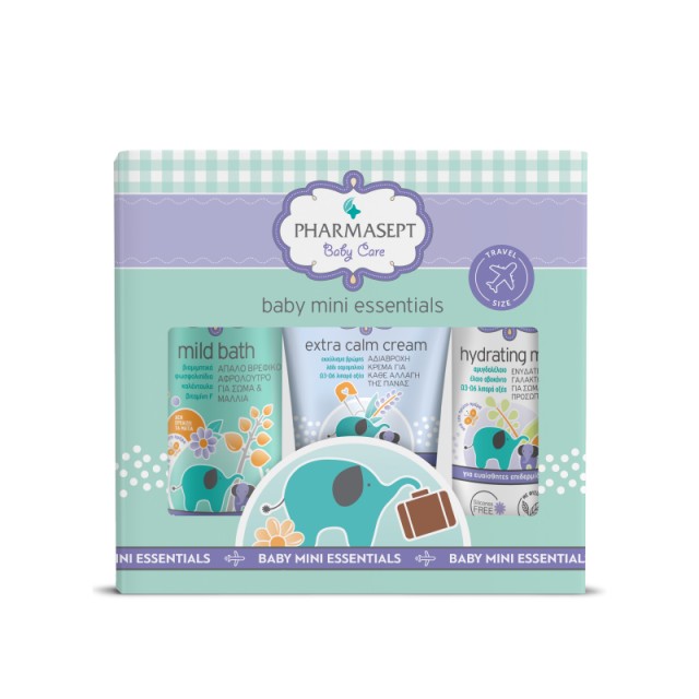 Pharmasept Promo Pack  Baby Care Mini Essentials Mild Bath 100ml & Extra Calm Cream 40ml & Hydrating Milk 40ml