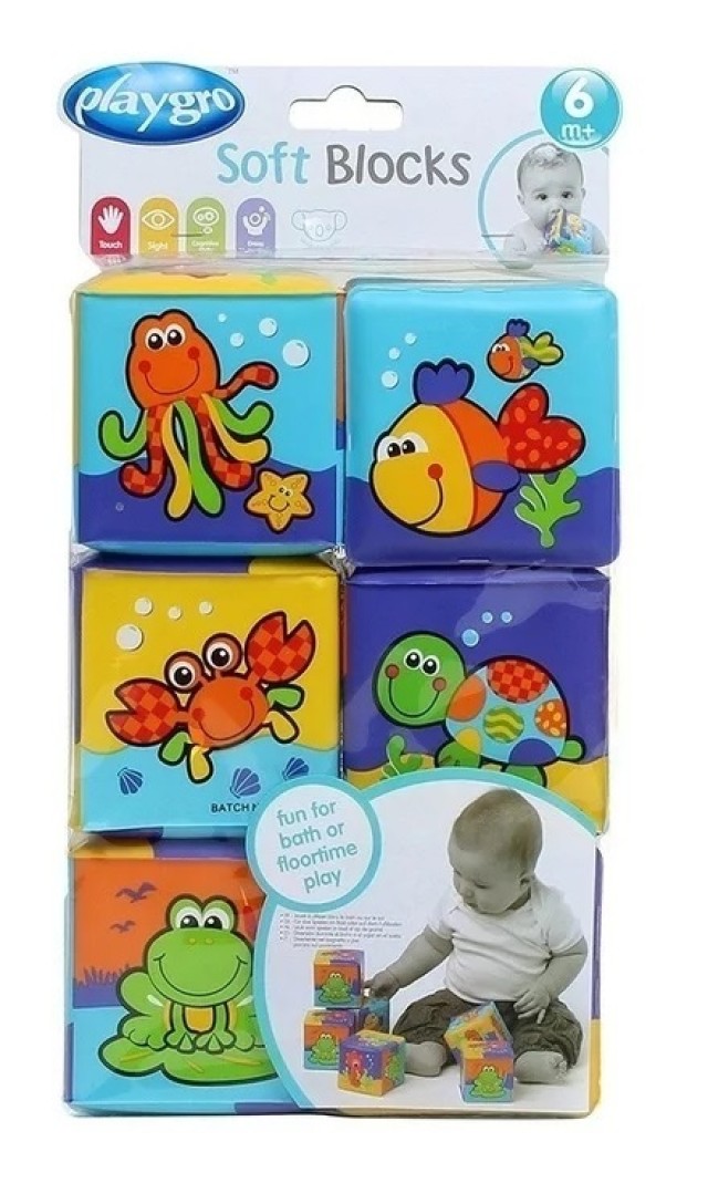 Playgro Soft Blocks Μαλακά Τουβλάκια 6 Τμχ