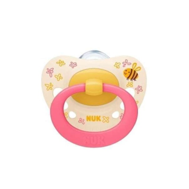 Nuk Πιπίλα Θηλή Σιλικόνης 6-18m+ Signature Pink Bee ( 10.736.694 )