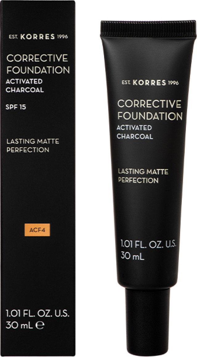 Korres Corrective Foundation Spf15 ACF4 με Ενεργό Άνθρακα Διορθωτικο Make Up Για Μετριες Ατελειες 30ml