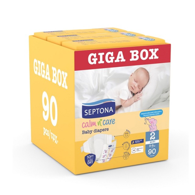 Septona Calm n Care Giga Box Πάνες Mini No2 (3-6kg) 90τεμ. (3x30τεμ.)