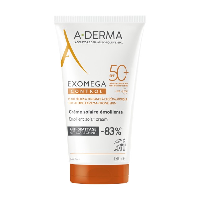 A-Derma Exomega Control Μαλακτική Αντηλιακή Φροντίδα SPF50+ 150ml