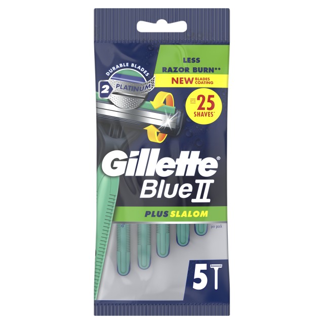 Gillette® Blue II Plus Slalom Ξυραφάκια Μιας Χρήσης, 5 τεμάχια