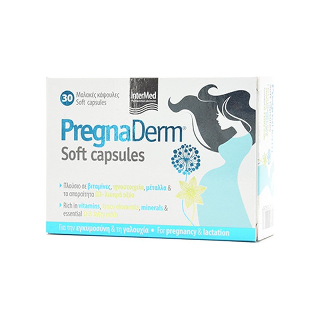 Intermed PregnaDerm Soft Capsules Συμπλήρωμα Διατροφής για την Περίοδο της Εγκυμοσύνης & της Γαλουχίας 30Caps.