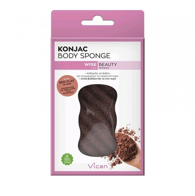 Vican Wise Beauty -  Konjac Body Sponge Red Clay Powder 1 τμχ