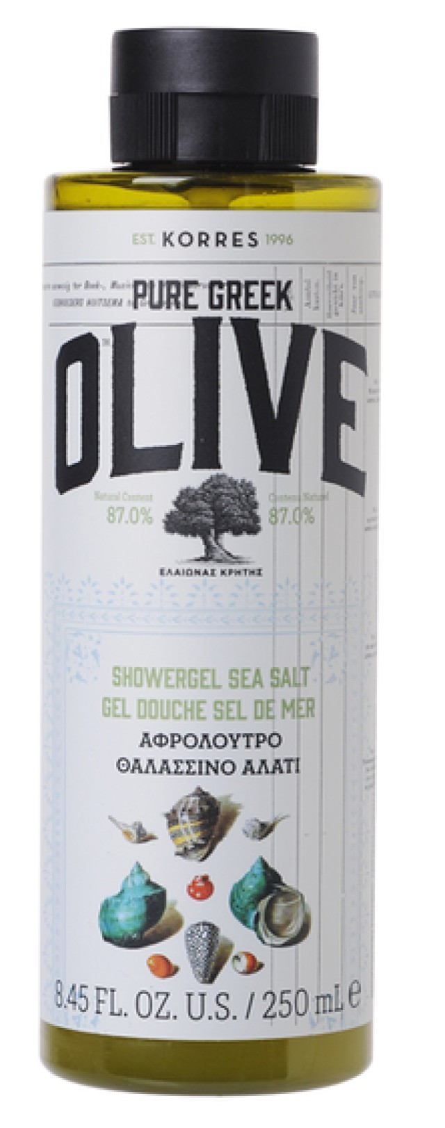 Korres Pure Greek Olive Showergel Sea Salt Αφρόλουτρο Θαλασσινό Αλάτι 250ml